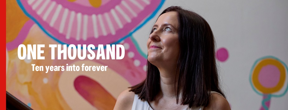 Image of Carla Raynes with text: one thousand. ten years into forever.