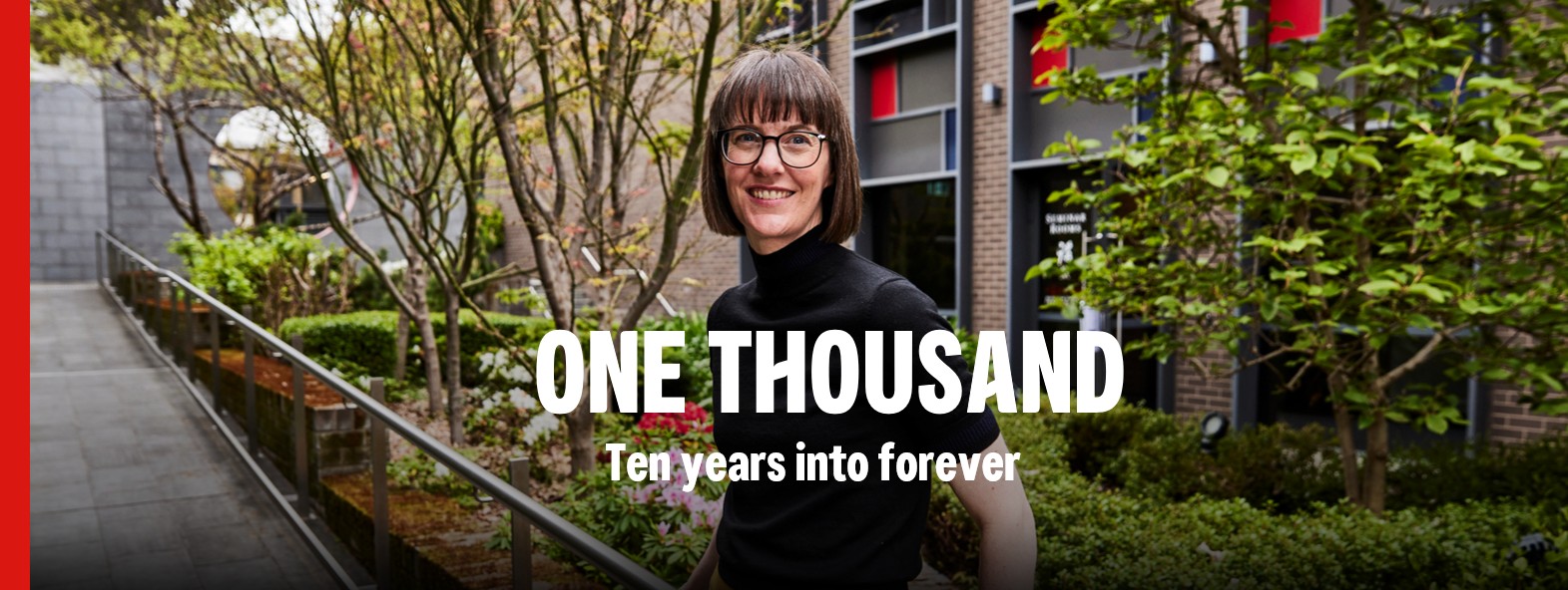 Image of Amy King with text: one thousand. ten years into forever.