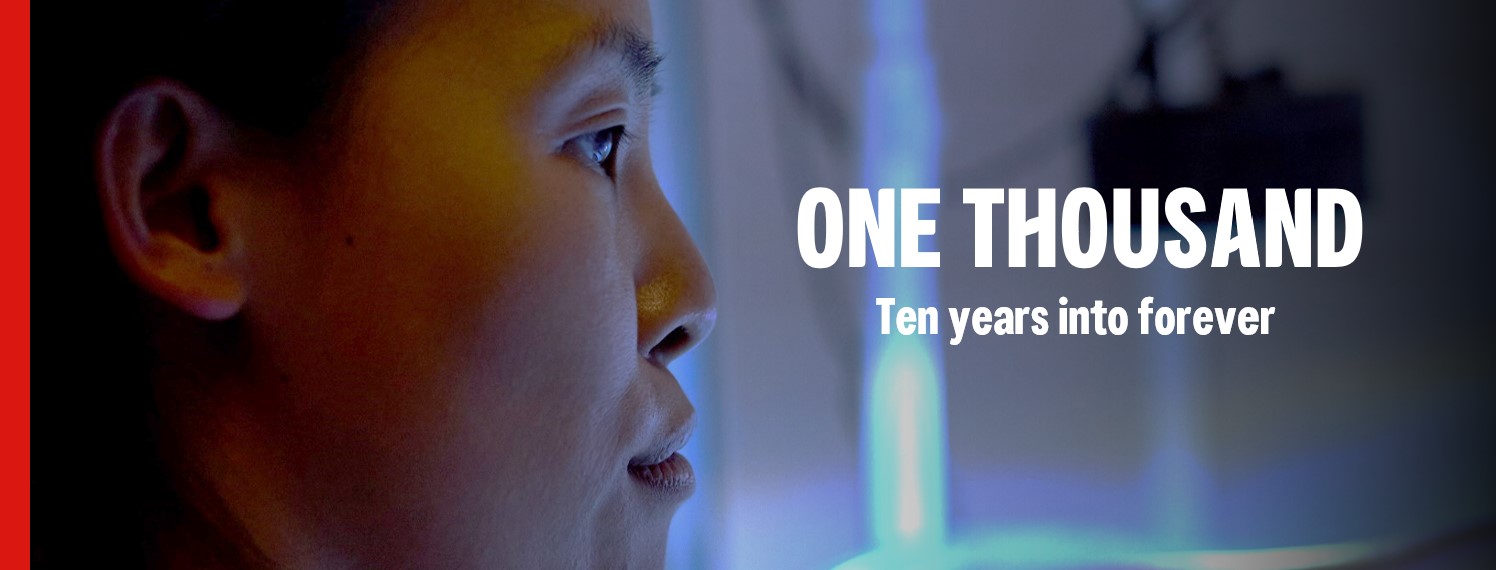 Image of Wing Chan with magazine title: "One Thousand, Ten years into Forever" written across it. 