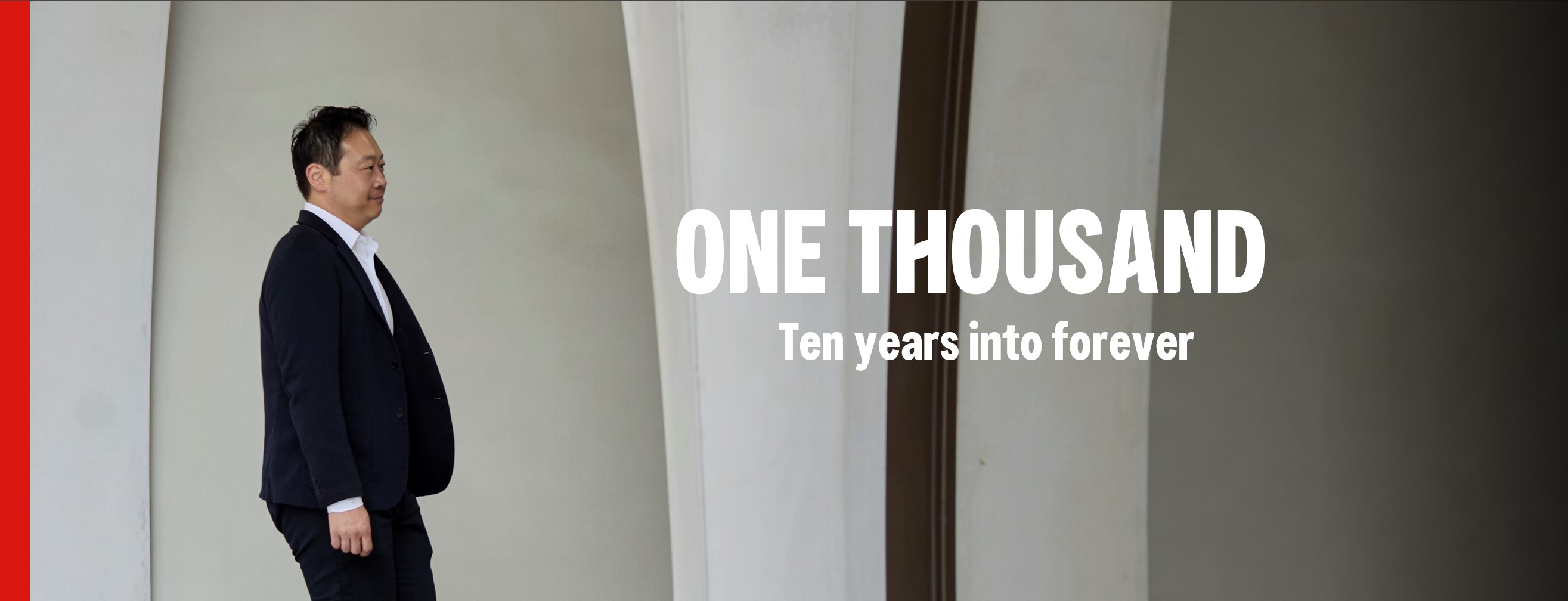 Image of Danny Hui with magazine title: "One Thousand, Ten years into Forever" written across it. 