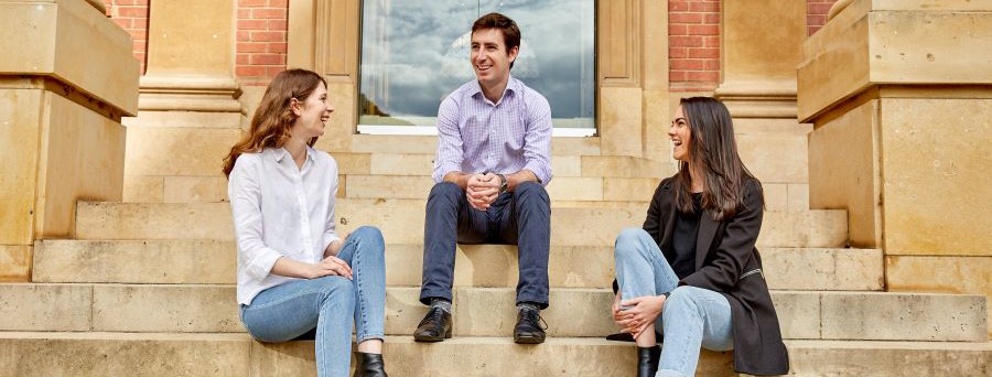 Westpac Scholars sitting on stairs at the University of Adelaide